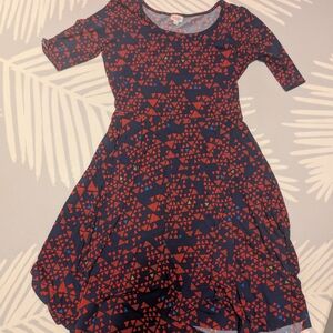 LuLaRoe Red and Blue Triangle Pattern Dress